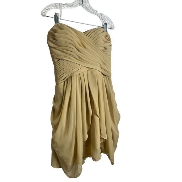 Champagne Short Chiffon Bridesmaid Dresss sz L - Picture 4 of 7